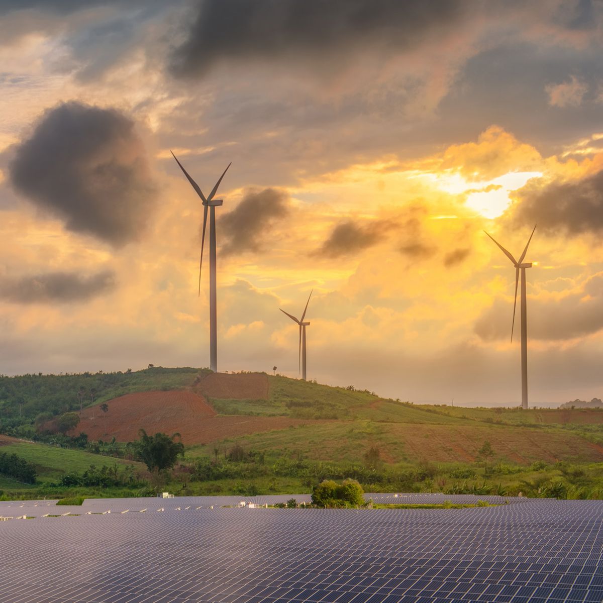 Turbine wings at sunset