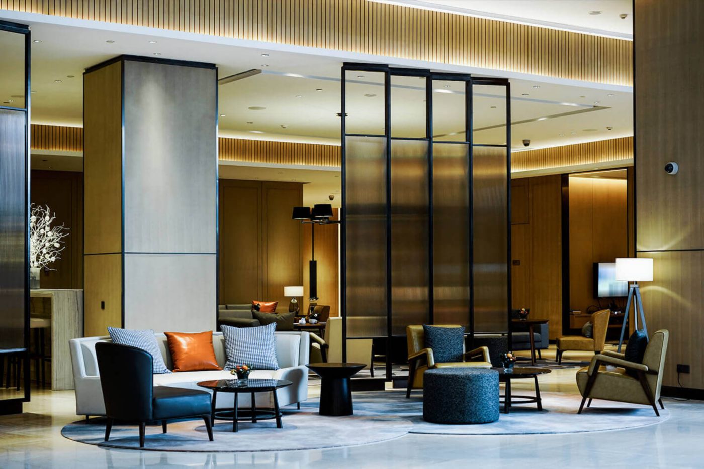 Inside office lobby