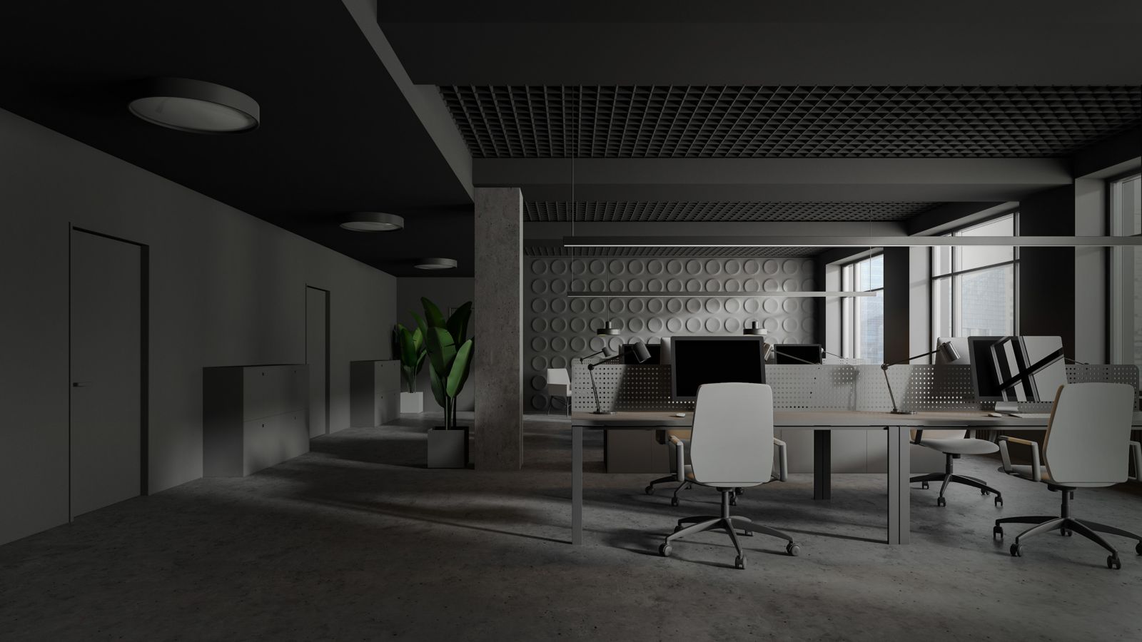 Inside of office building