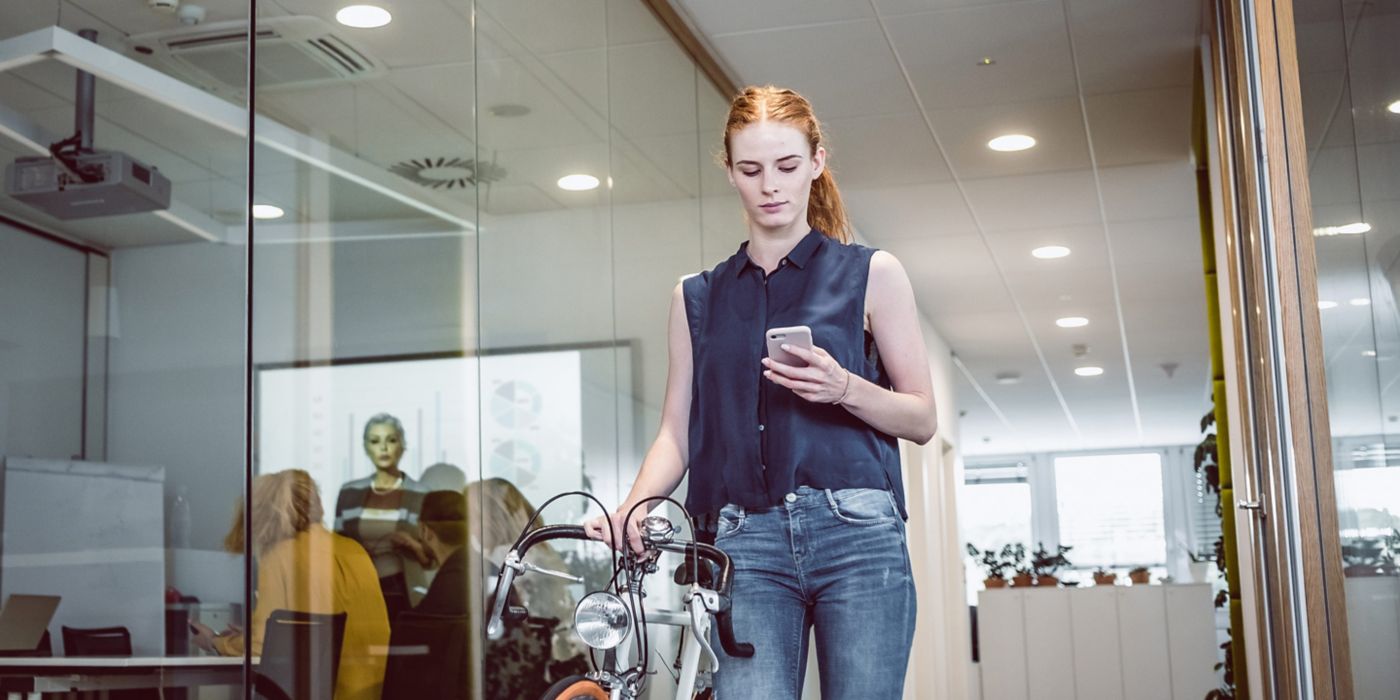Woman reading phone