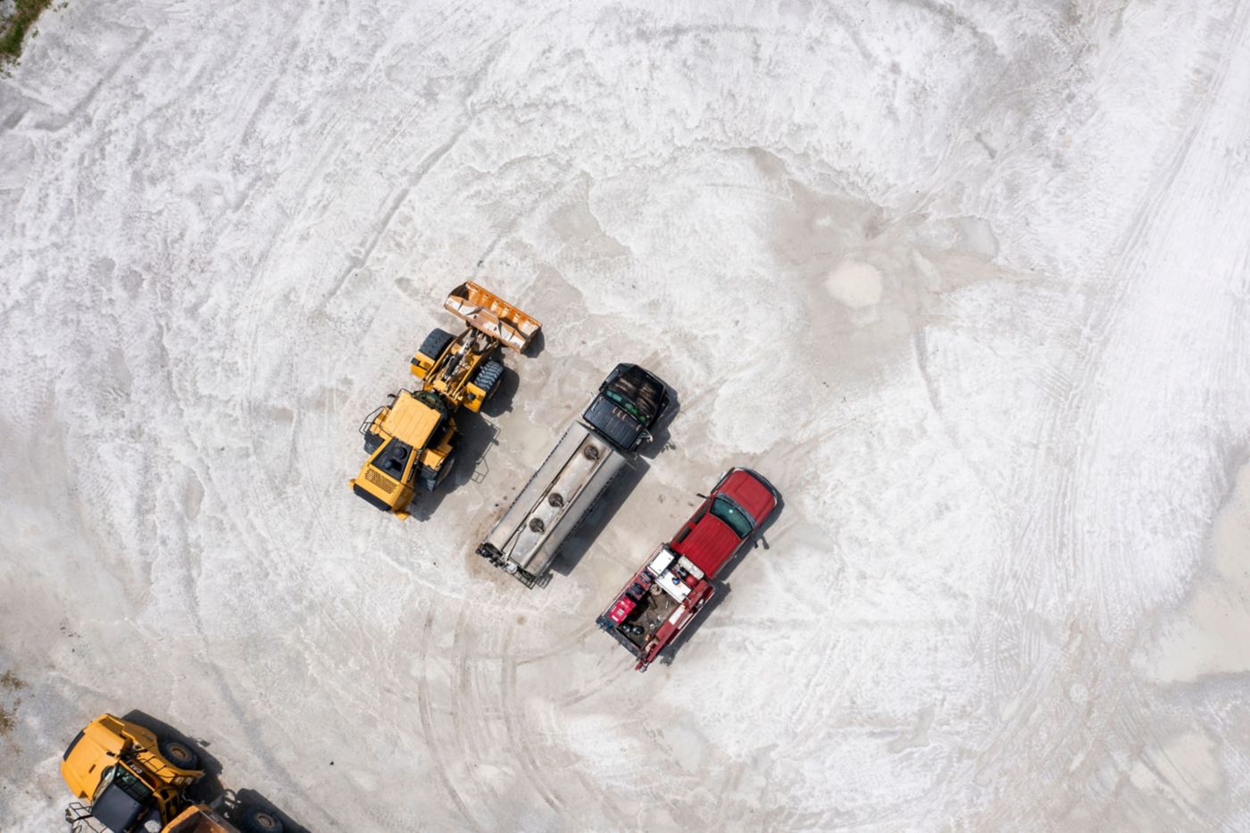 Aerial mining equipment white salt surface