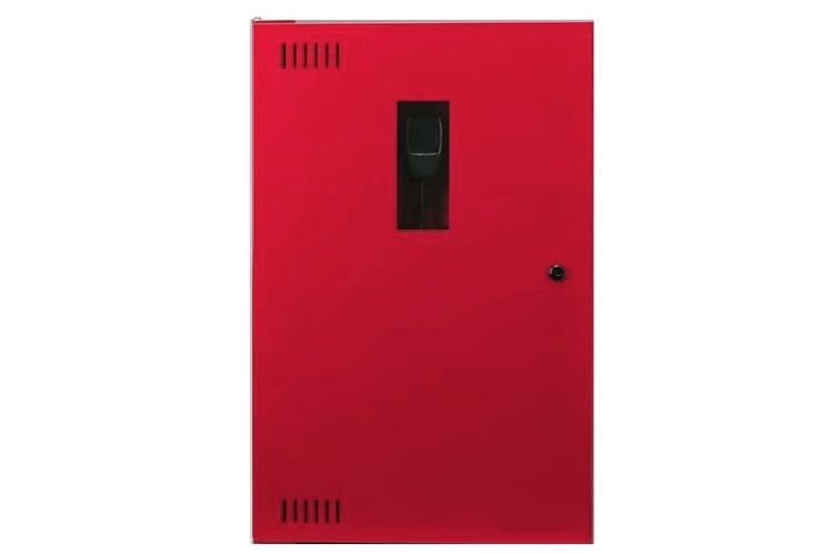 Emergency voice evacuation system cabinet designed for fire alarm communication, mass notification and life safety applications.