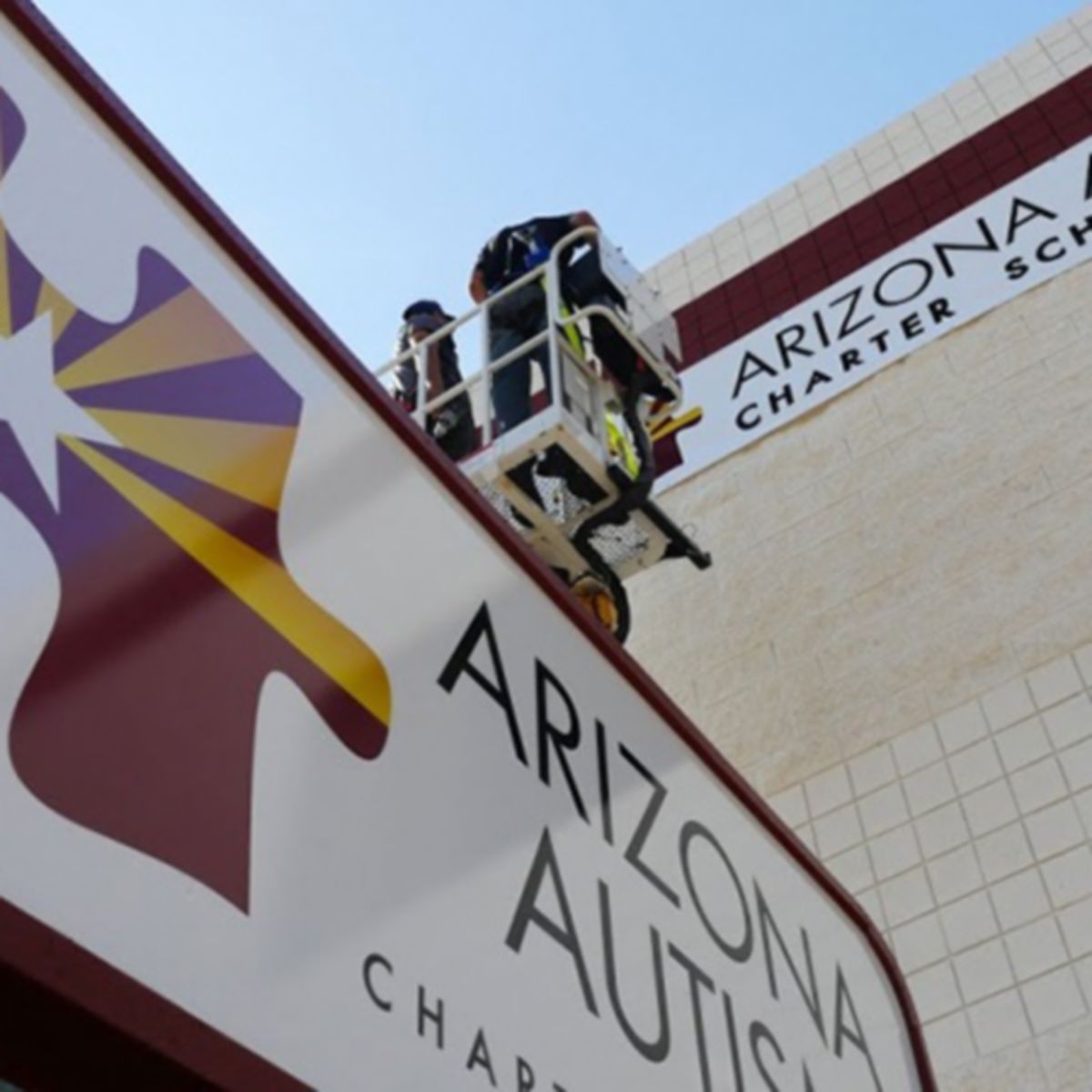 Image with a banner on the Arizona Autism Charter School