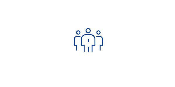 An icon image with 3 people gathering