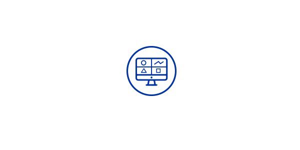 An icon with a monitor and some shapes
