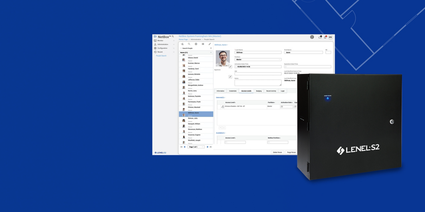 LenelS2 NetBox is a scalable IP-based access control system delivering secure, centralized management for doors, users, and credentials.