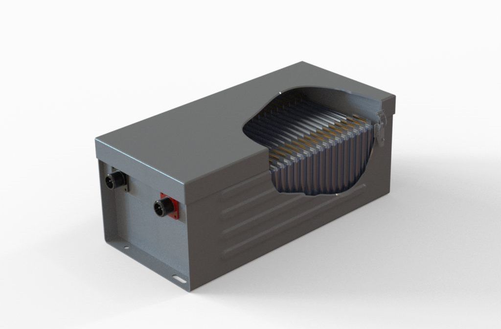 Discover our high-performance industrial battery pack, designed for durability and efficiency. Featuring a robust metal casing with visible internal cells, this battery pack ensures reliable power for your industrial applications.
