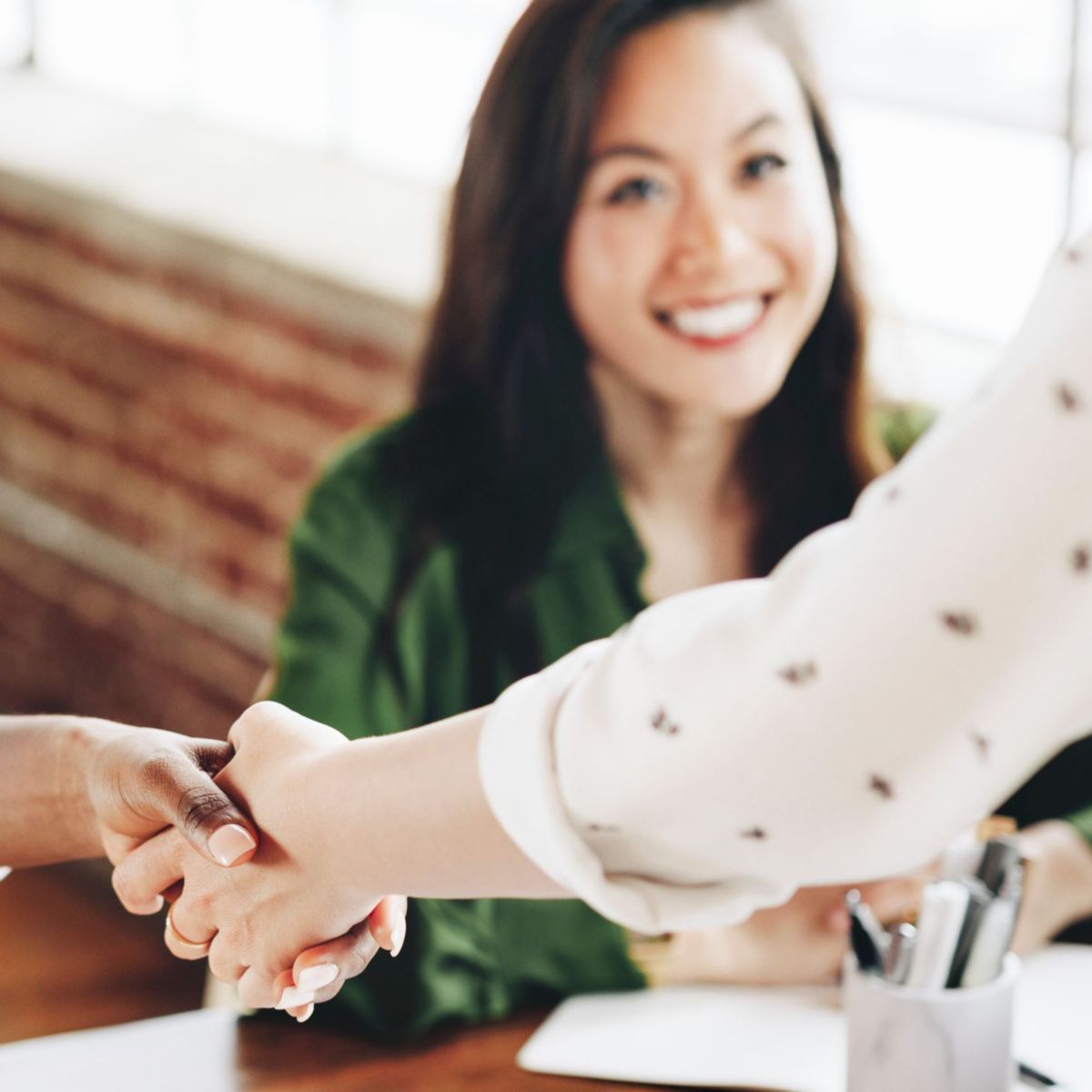 Professional women office hand shake