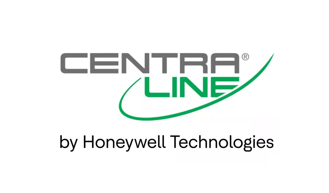 Centraline brand logo featuring the gray CENTRA and green LINE wordmark with a green curved graphic and the by Honeywell Technologies endorsement.