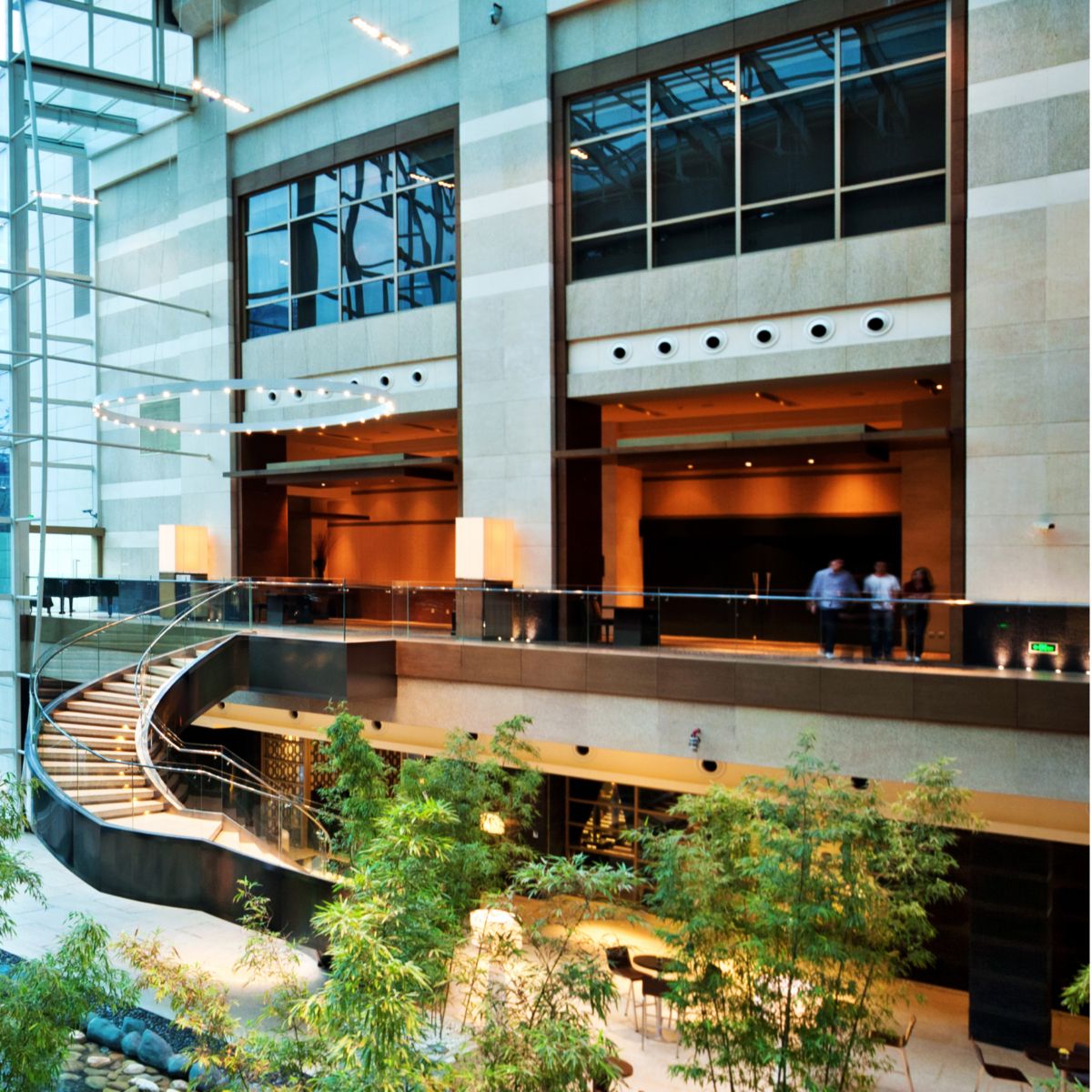Office lobby with glass walls 