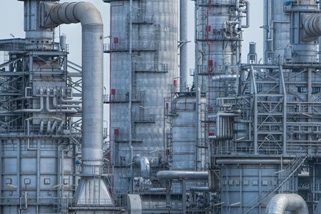 gas processing factory. landscape with gas and oil industry