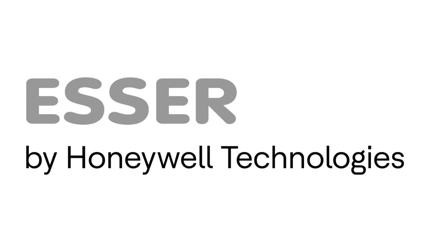 Esser brand logo featuring a gray ESSER wordmark above the by Honeywell Technologies endorsement.