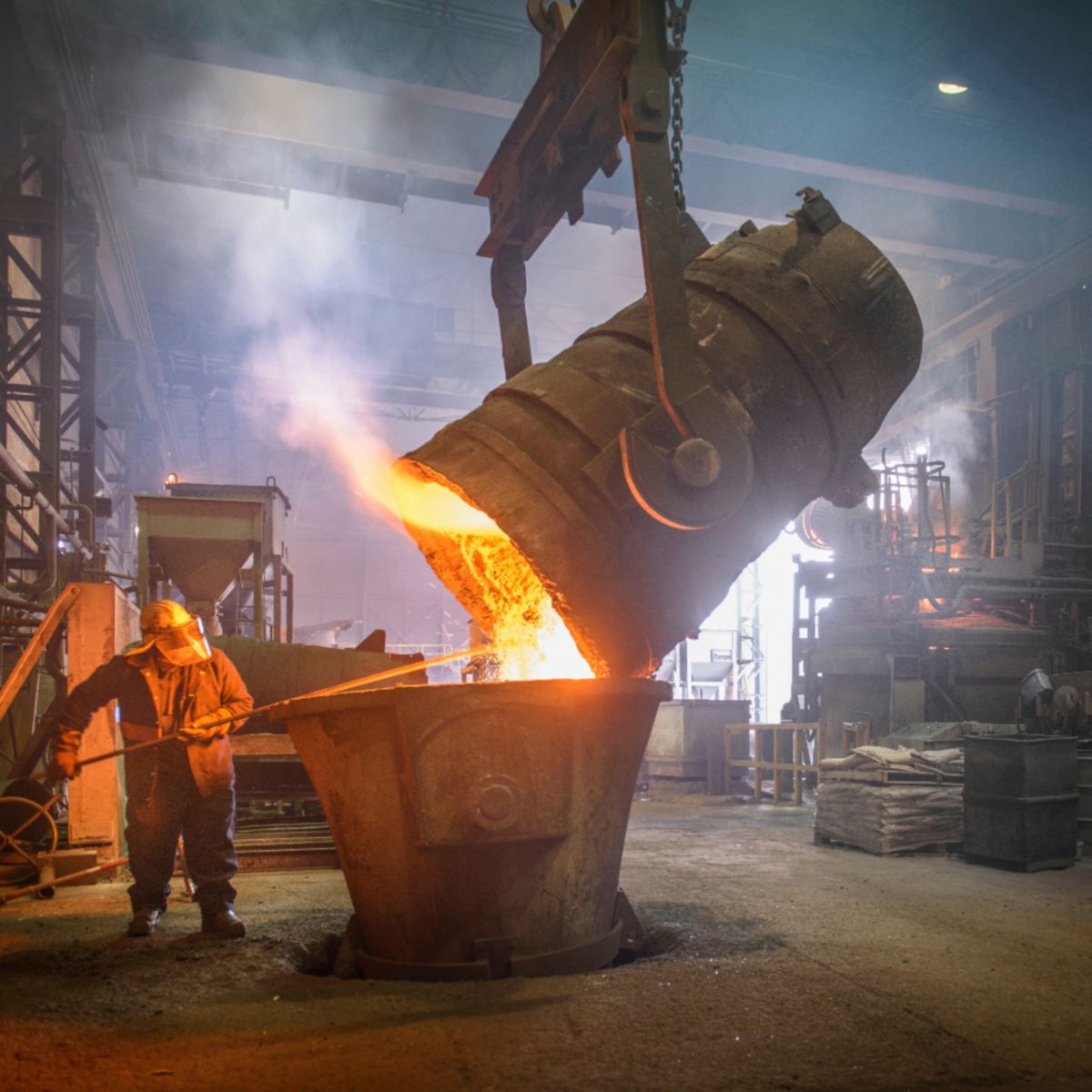 Bright furnace emitting heat during glass processing.