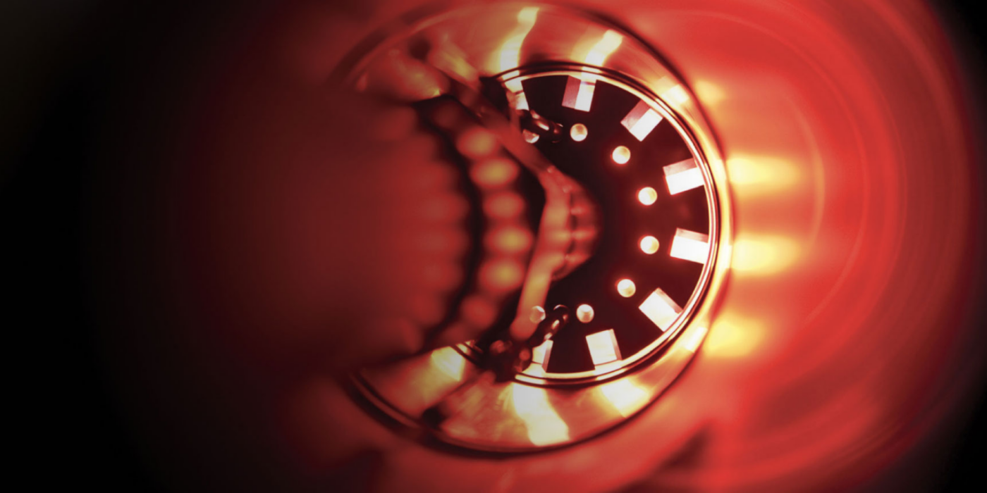 Close-up view of a high-temperature industrial heating chamber, showcasing precise thermal processing