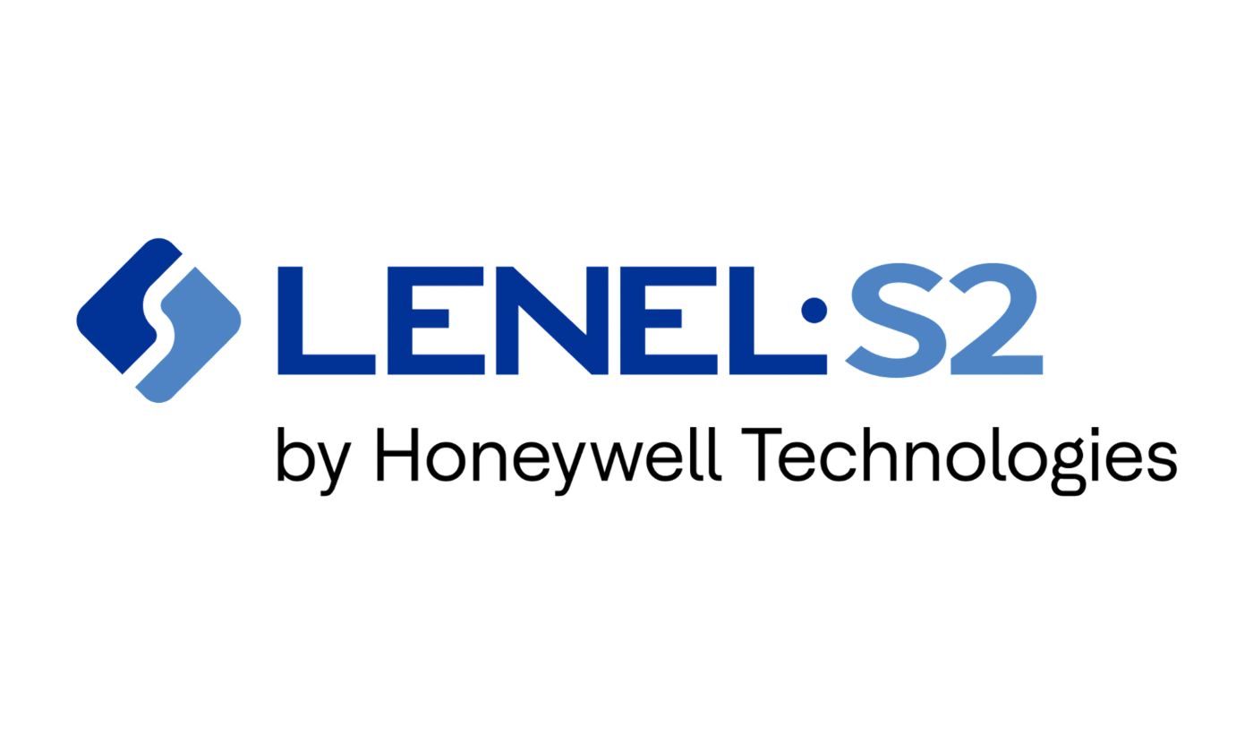 LenelS2 brand logo featuring a two tone blue geometric symbol and LENELS2 wordmark above the by Honeywell Technologies endorsement.