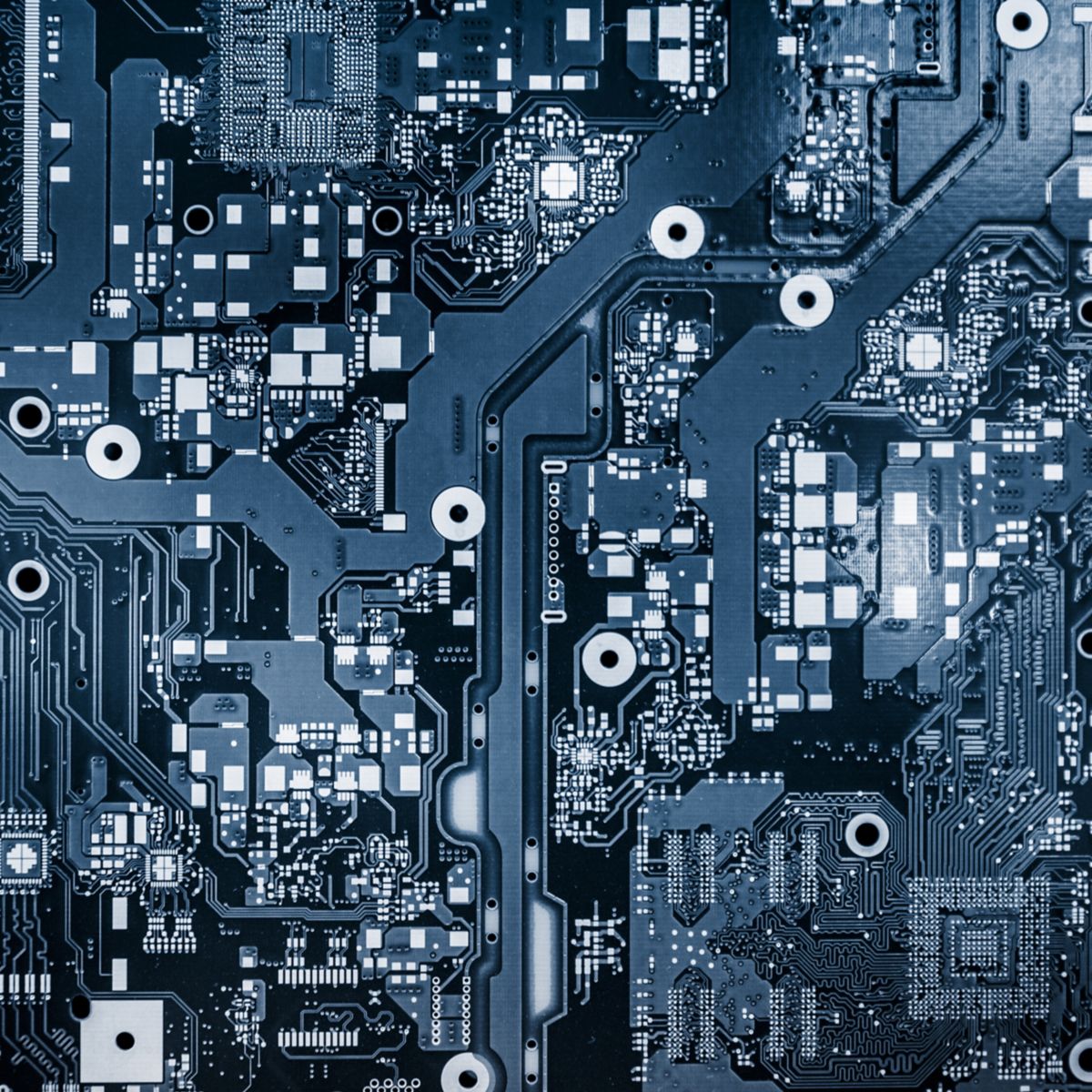Abstract background with computer circuit board, blue toned image.