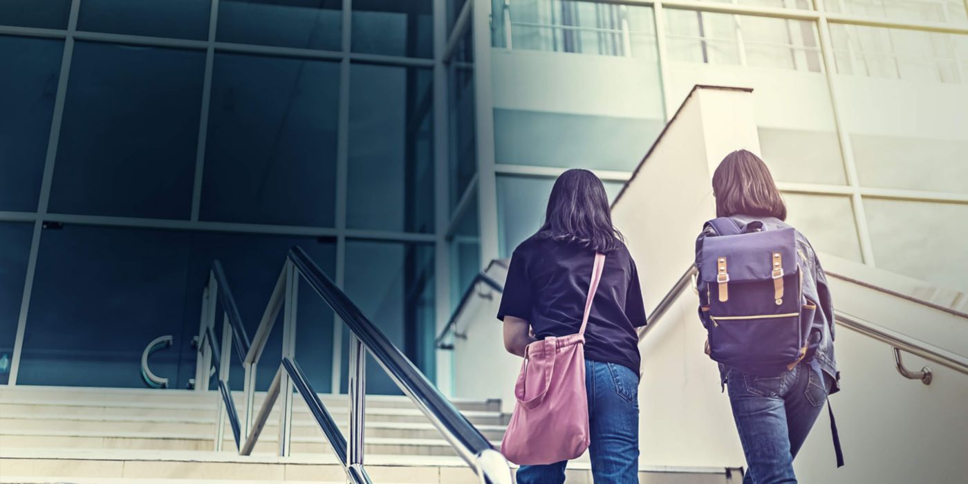 Image of school and students