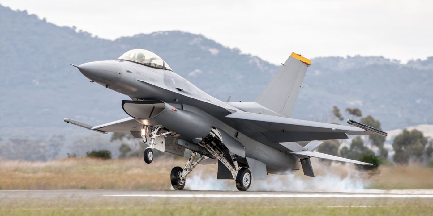 Military jet landing