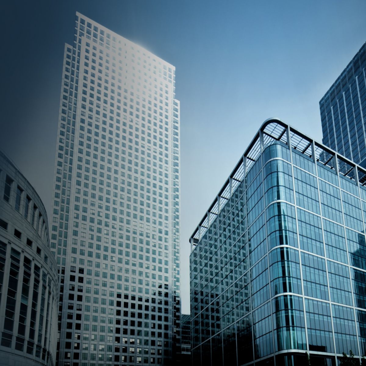 Large buildings with many windows