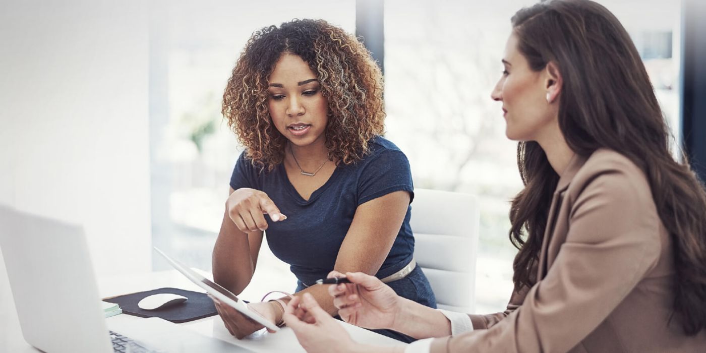 Two women talking